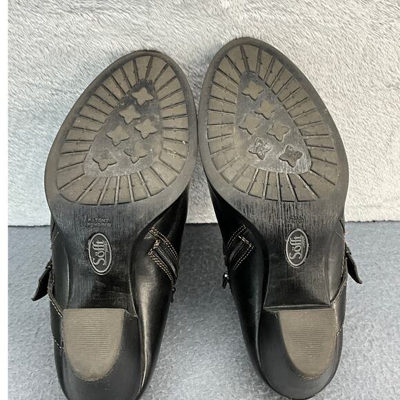 Sofft Black Leather Buckle Western Block Heel Comfort Ankle Boot Women 8.5 - Picture 9 of 10